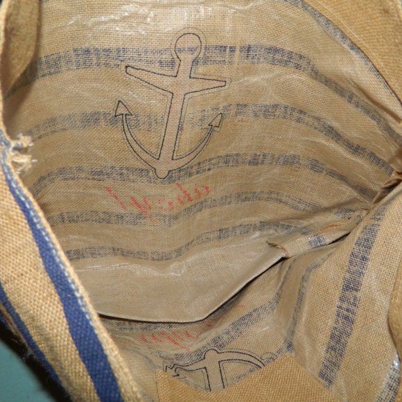 Burlap Ahoy!! Anchor Nautical Beach Cruise Tote - Picture 3 of 6
